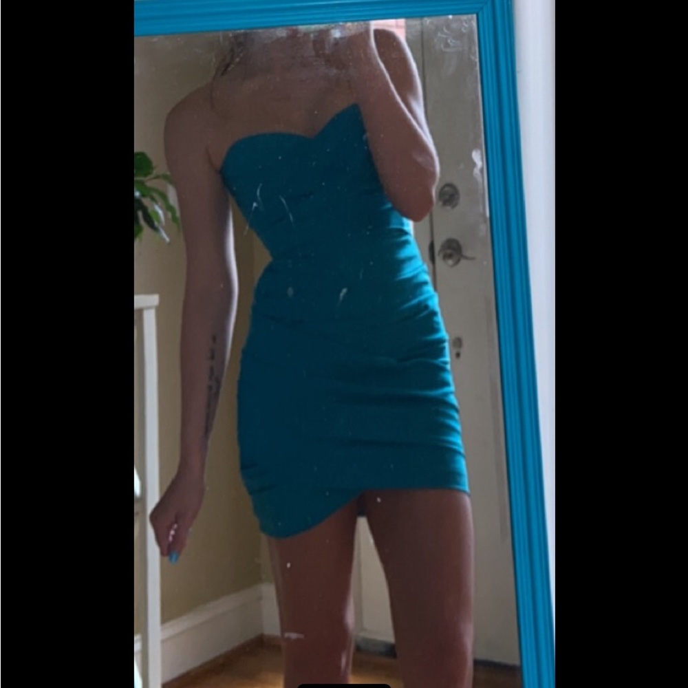 BCBG Maxazria blue jade strappless dress SZ: 0